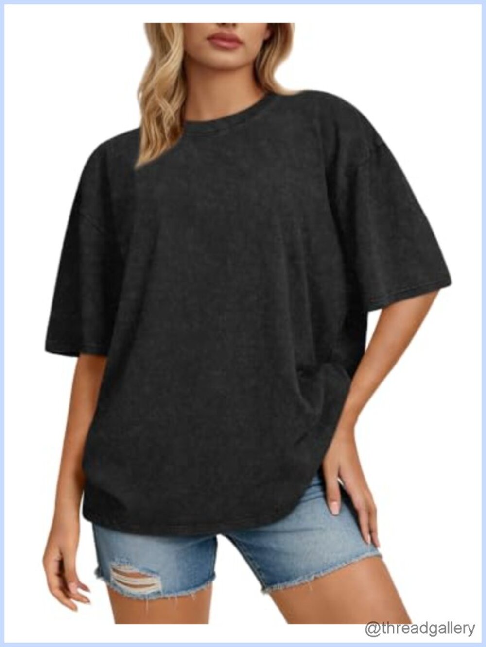 Oversized Cotton Acid Wash Short Sleeve Crewneck Tee Casual